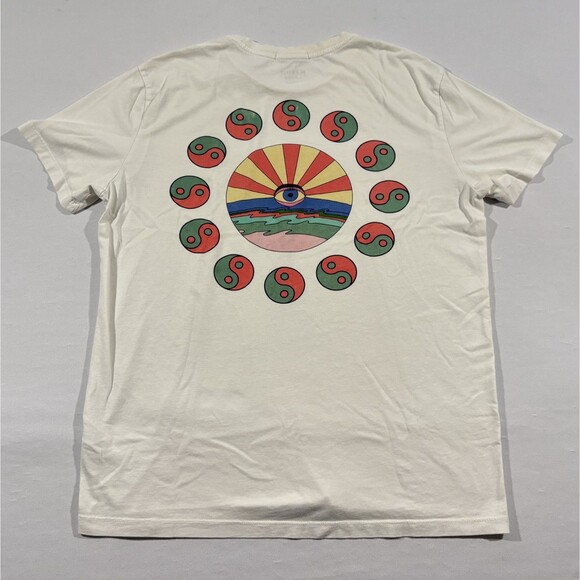 Marine Layer Signature Crew Graphic Print Tee in Natural T-shirt Boho Mens Sz S - Picture 10 of 12